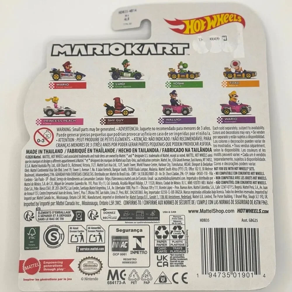 NEW Mattel HDB35 Hot Wheels Mario Kart 1:64 TOAD Mach 8 Diecast Car